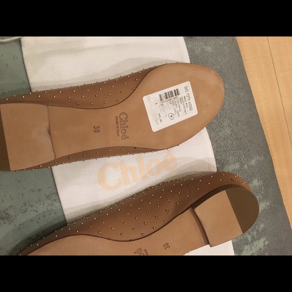 ‼️SOLD💯Auth New CHLOE Gold Studded Ballerinas Sz8 - Picture 6 of 7